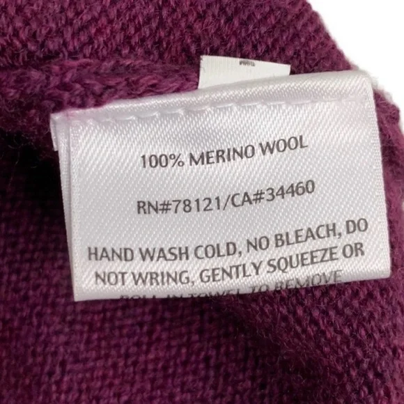 Eileen Fisher Sweater Tunic Turtleneck Merino Wool Oversized Purple Longline - Picture 7 of 10